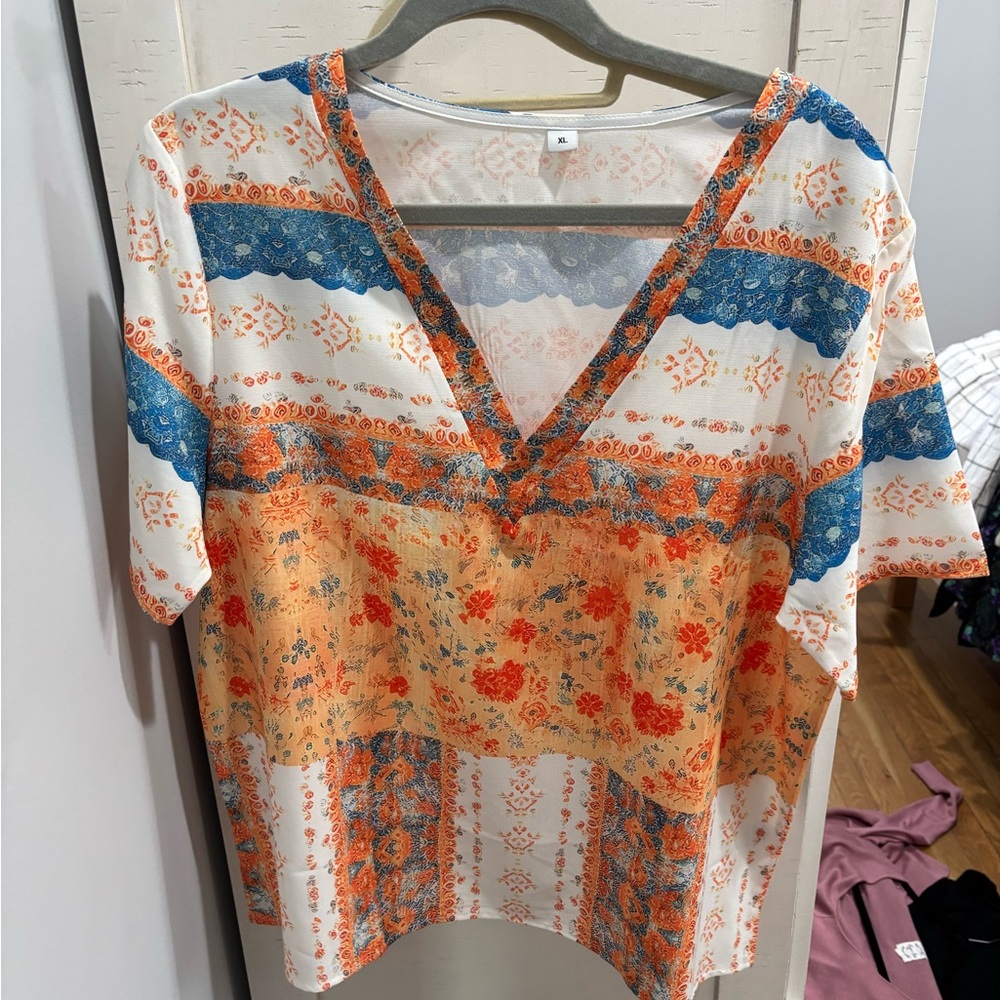Floral V-Neck Women's Top